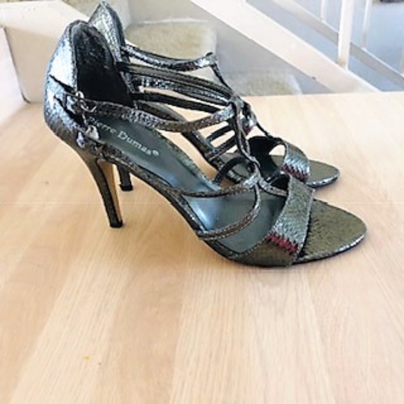 Pierre Dumas Metallic Gray High Heeled Sandals - Picture 4 of 8